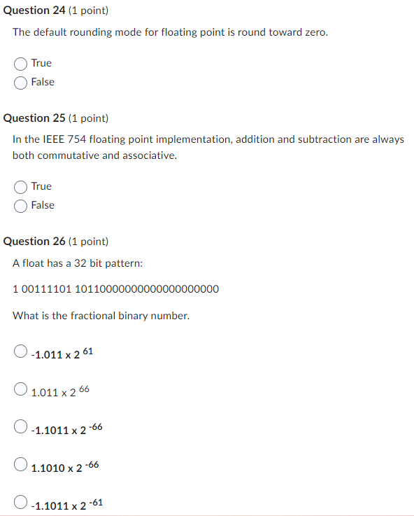 Solved The default rounding mode for floating point is round | Chegg.com
