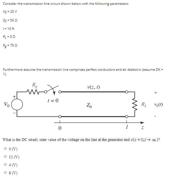 Solved Consider the transmission line circuit shown below | Chegg.com