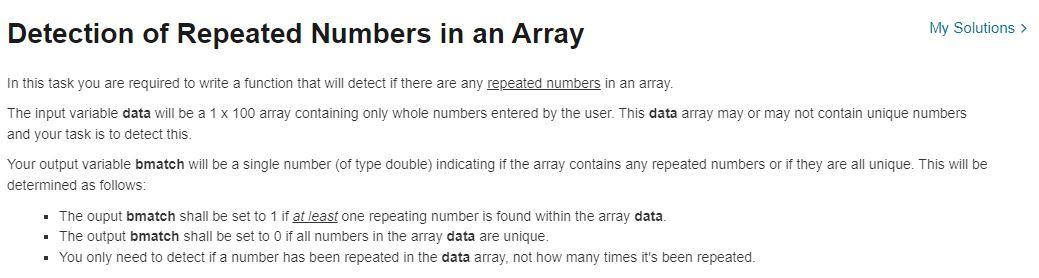 Solved Detection of Repeated Numbers in an Array My | Chegg.com