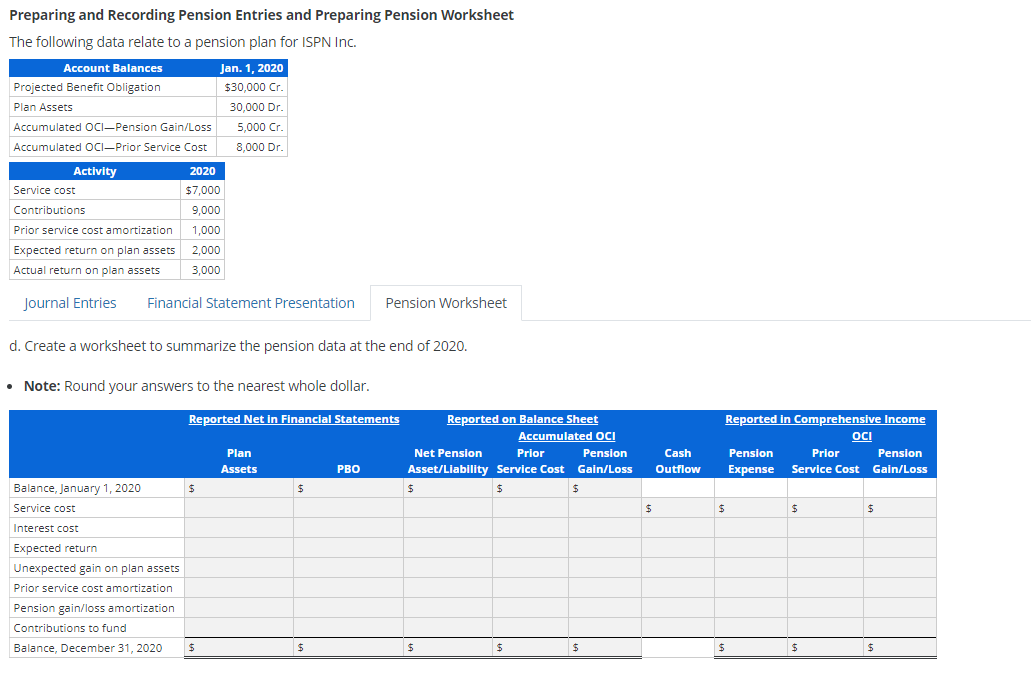 Solved Preparing And Recording Pension Entries And Preparing | Chegg.com