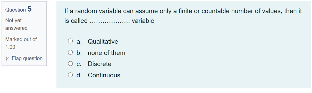 a random variable assuming only a finite number of values is called