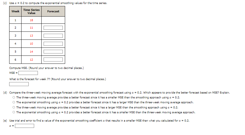 Solved Consider The Following Time Series Data. (a) | Chegg.com