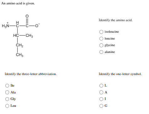 Solved An amino acid is given. Identify the amino acid. | Chegg.com