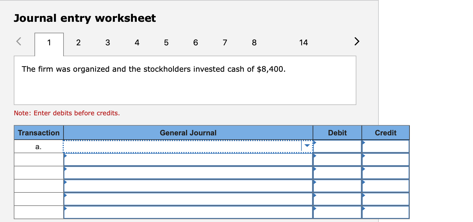 Solved Journal entry worksheet 1 2 3 4 5 6 7 8 14 The firm | Chegg.com