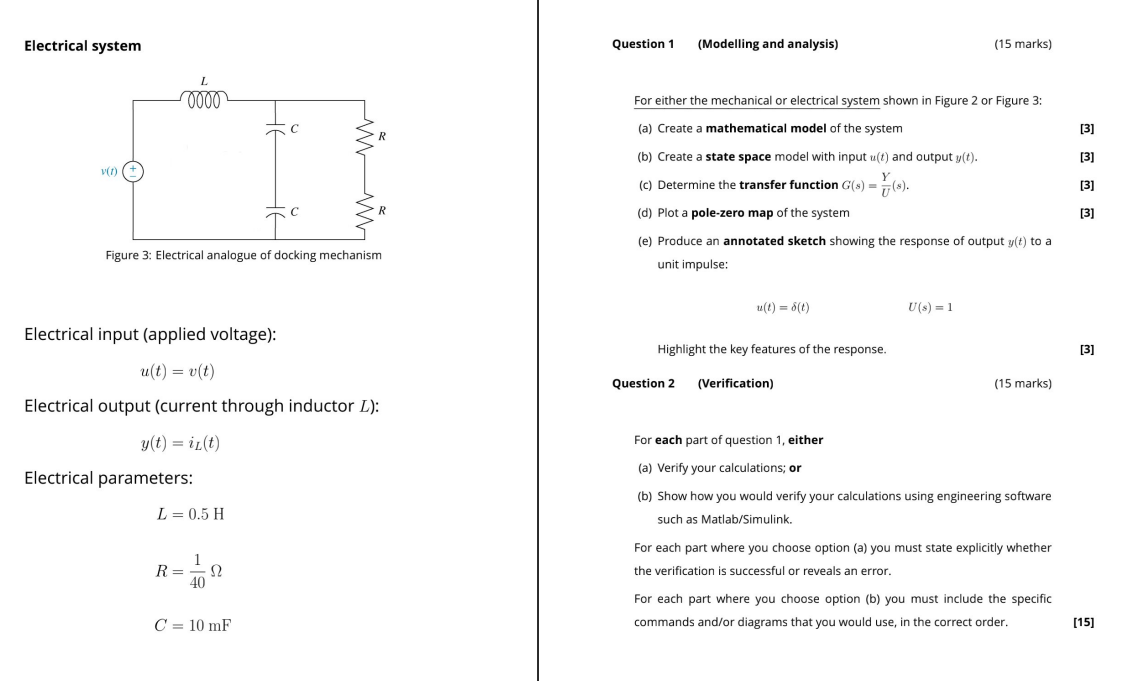 Electrical system Question 1 (Modelling and analysis) | Chegg.com