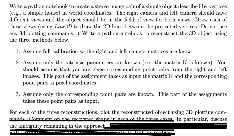 Write a python notebook to create a stereo image pair | Chegg.com