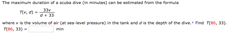 Solved The maximum duration of a scuba dive (in minutes) can | Chegg.com