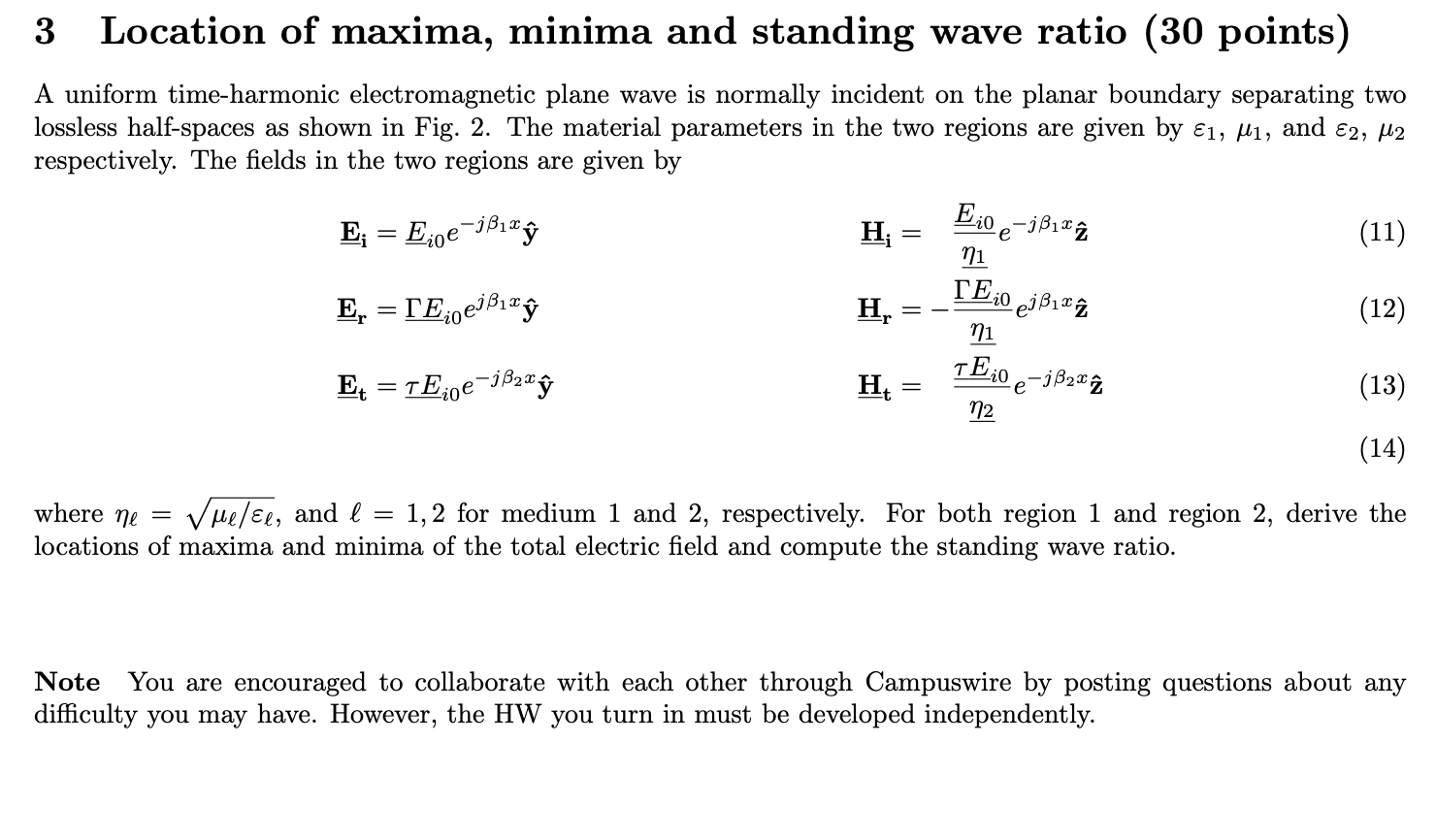 3 Location of maxima, minima and standing wave ratio | Chegg.com