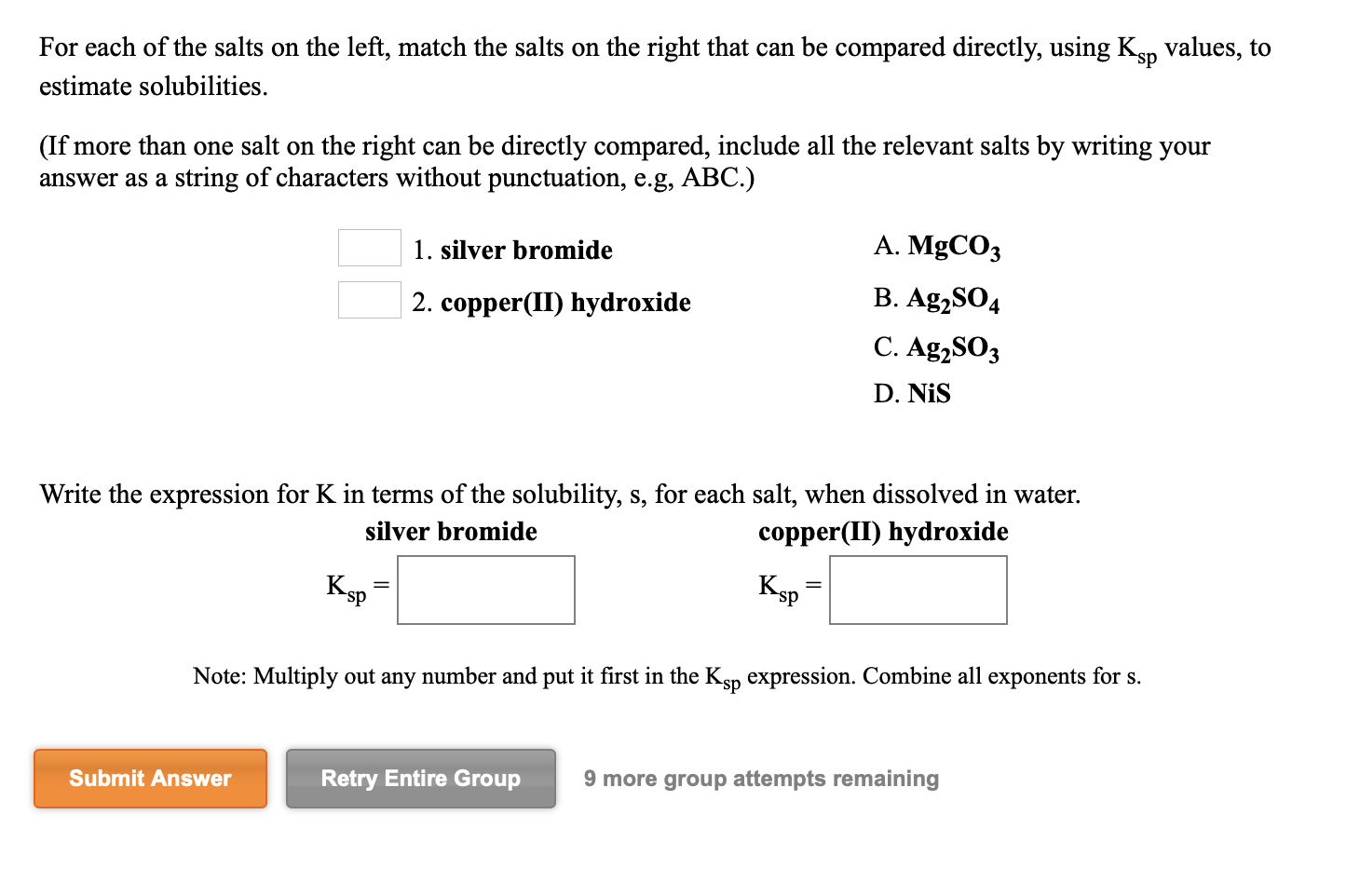 Solved For each of the salts on the left, match the salts on | Chegg.com