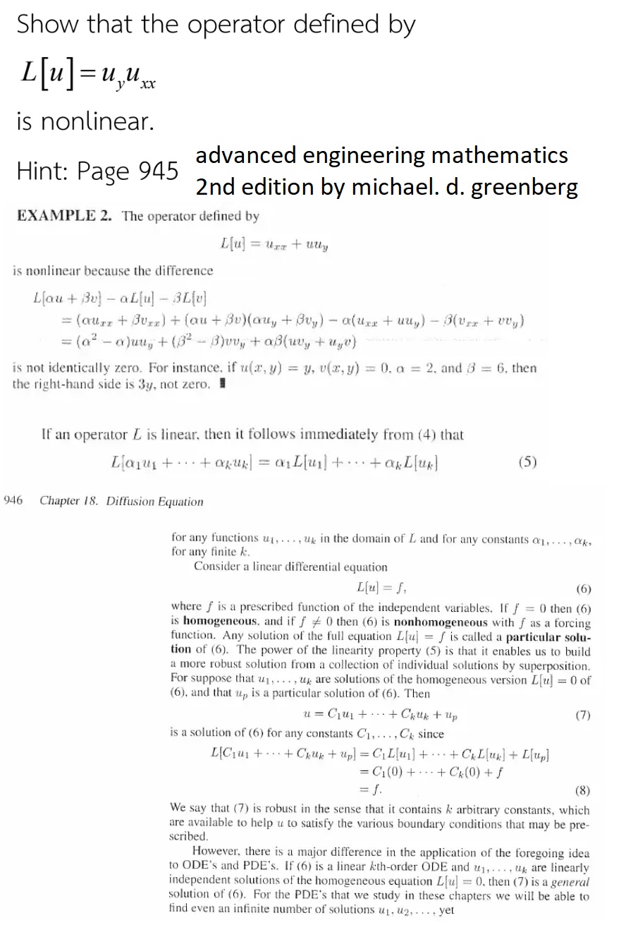 [Solved]: EXAMPLE 2. The operator defined by L[u]=u_( times