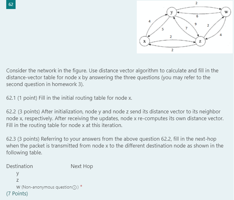 Solved 62 2 w 6 9 7 2 Z 2 Consider the network in the | Chegg.com