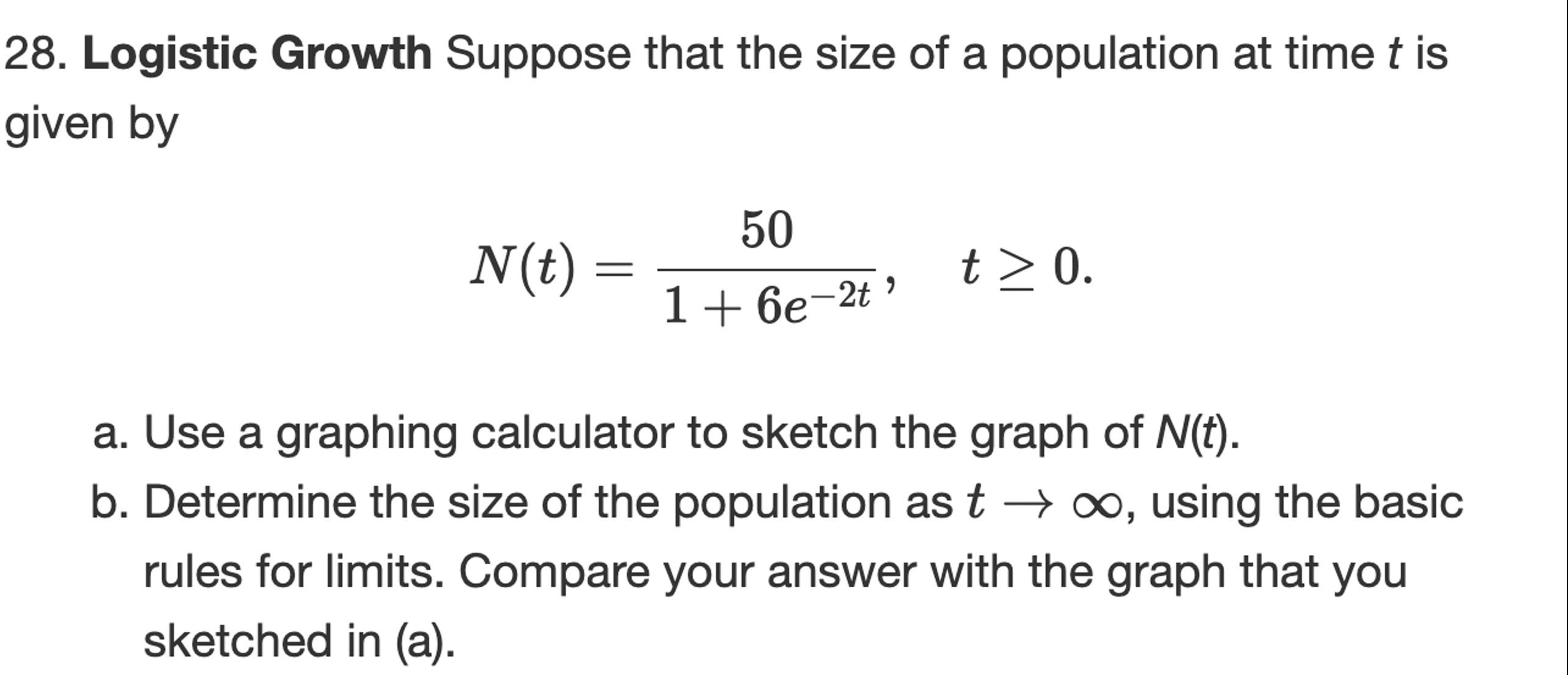 Solved Logistic Growth Suppose that the size of a population | Chegg.com