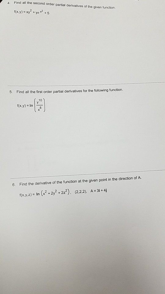 Solved 4. Find all the second order partial derivatives of | Chegg.com
