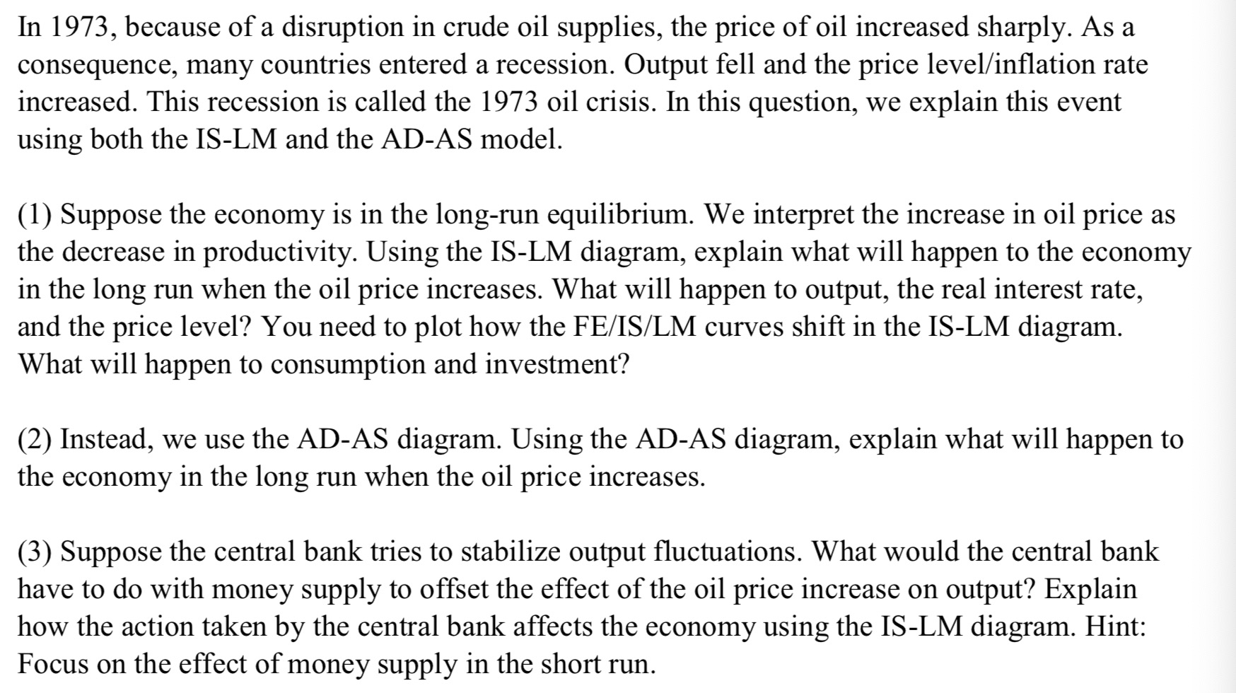 solved-in-1973-because-of-a-disruption-in-crude-oil-chegg