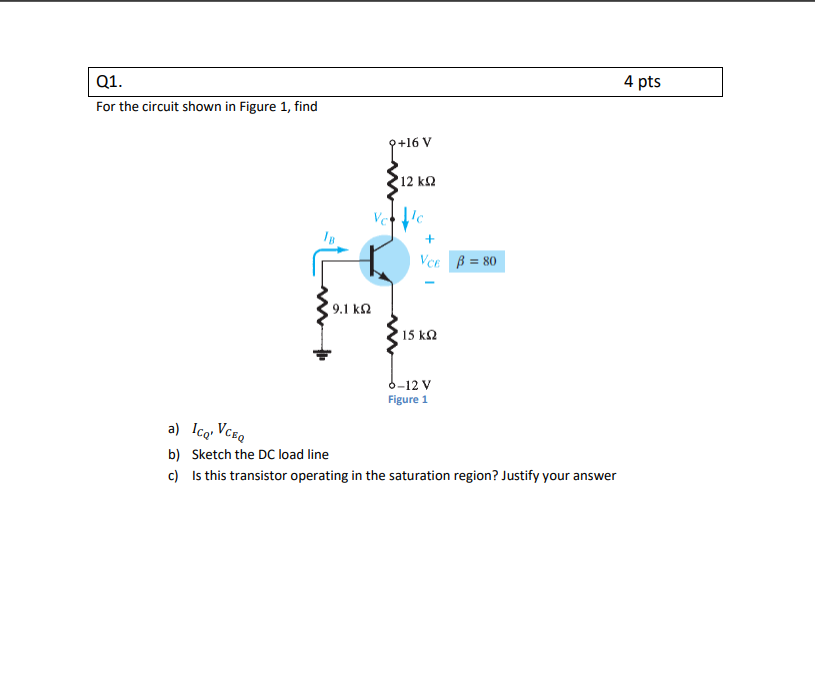 Solved 4 pts Q1. For the circuit shown in Figure 1, find | Chegg.com