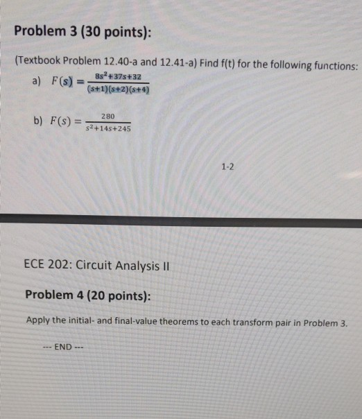 Solved Problem 3 (30 points): (Textbook Problem 12.40-a and | Chegg.com
