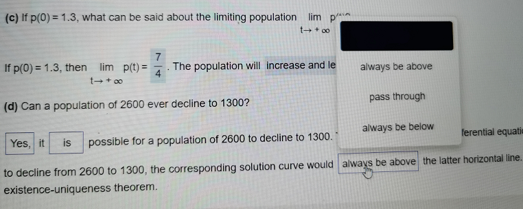 Solved The logistic equation for the population (in | Chegg.com