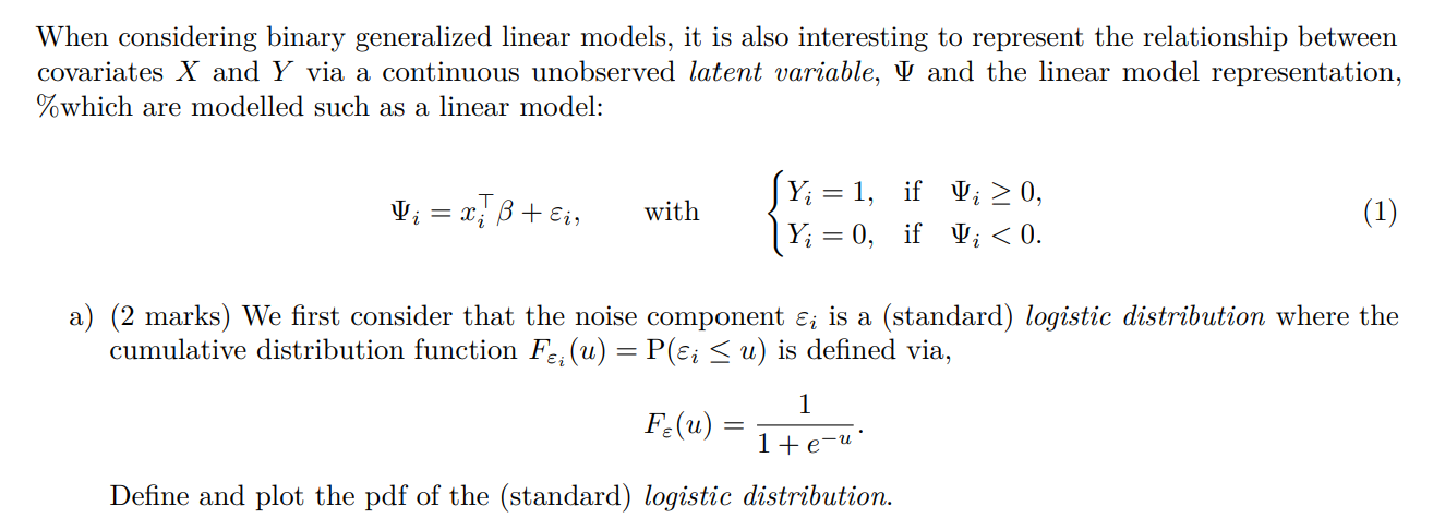 Solved When Considering Binary Generalized Linear Models, It | Chegg.com