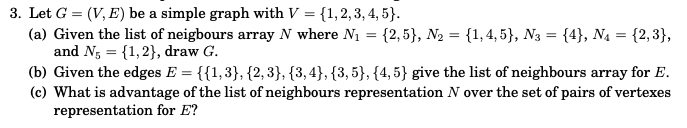 Solved 3. Let G = (V, E) be a simple graph with V = {1, 2, | Chegg.com