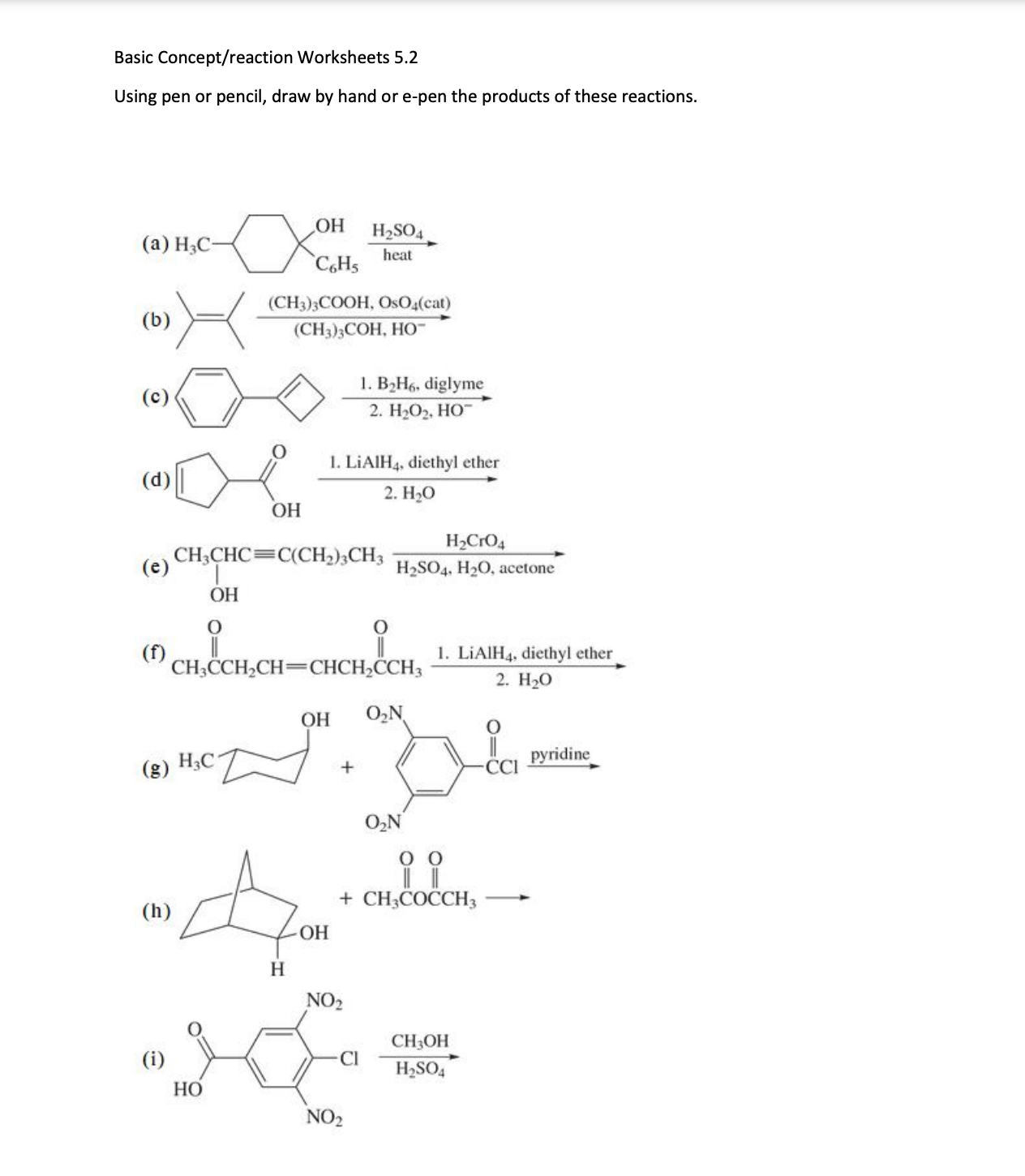 Solved Basic Concept/reaction Worksheets 5.2Using pen or | Chegg.com