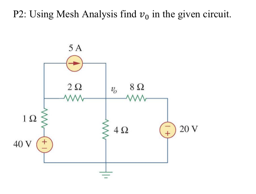 Solved P2 Using Mesh Analysis Find Vo In The Given Circuit