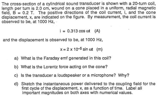 Solved The cross-section of a cylindrical sound transducer | Chegg.com