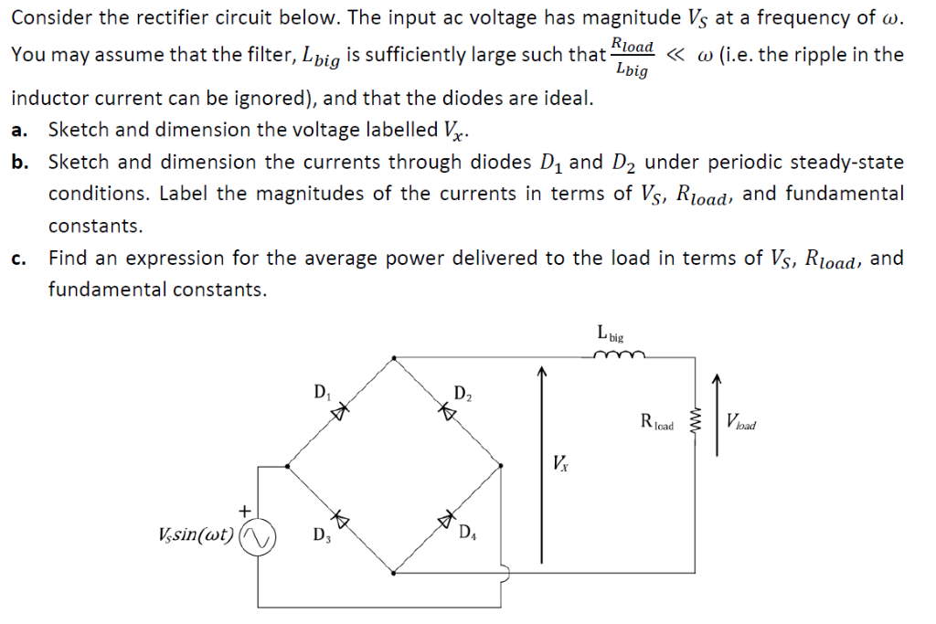 Solved Consider the rectifier circuit below. The input ac | Chegg.com