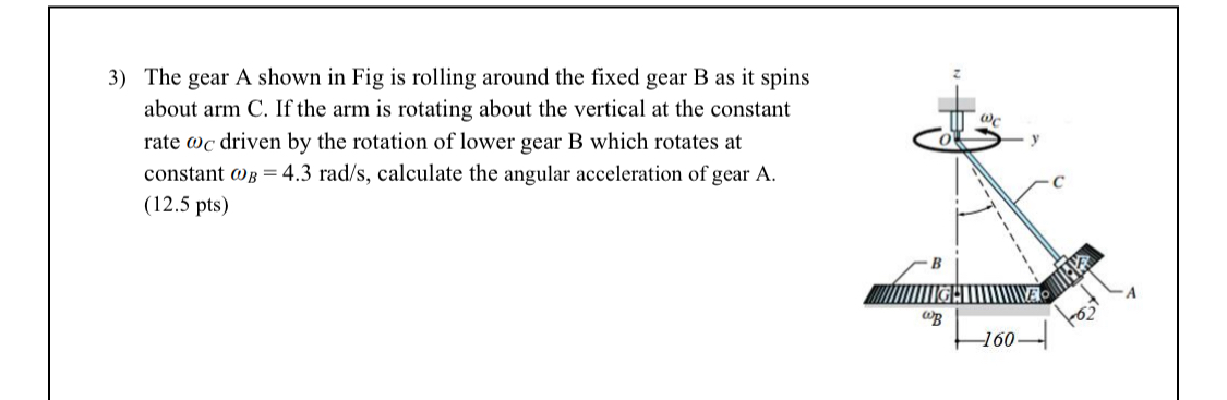 Solved 3) The gear A shown in Fig is rolling around the | Chegg.com