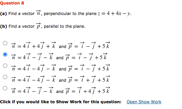 Solved Question 8 A Find A Vector N Perpendicular To Chegg Com