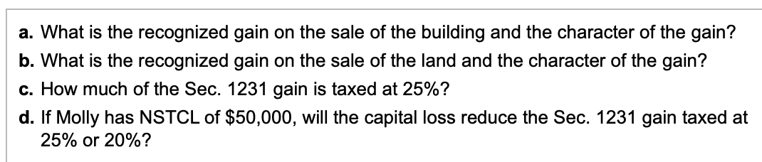 Solved Molly, whose tax rate is 37%, sells an apartment | Chegg.com