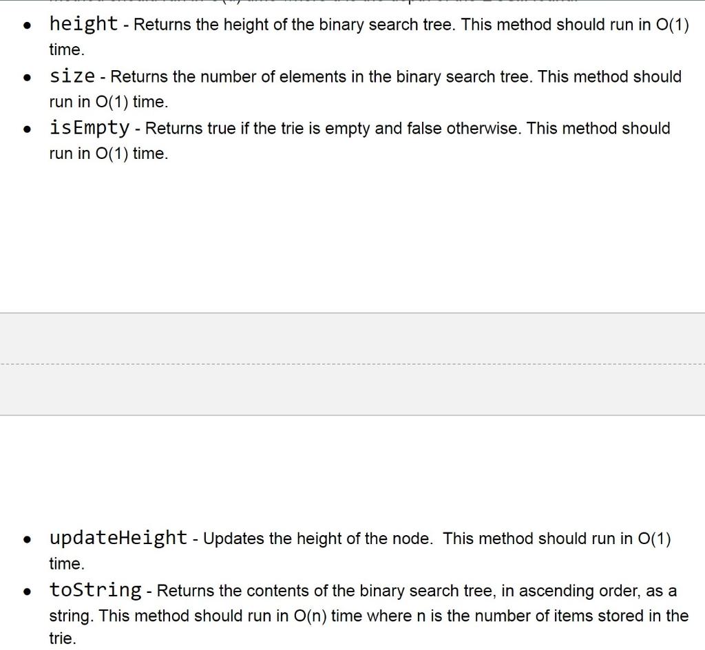 Solved Please help in Java. I need help to find the height | Chegg.com