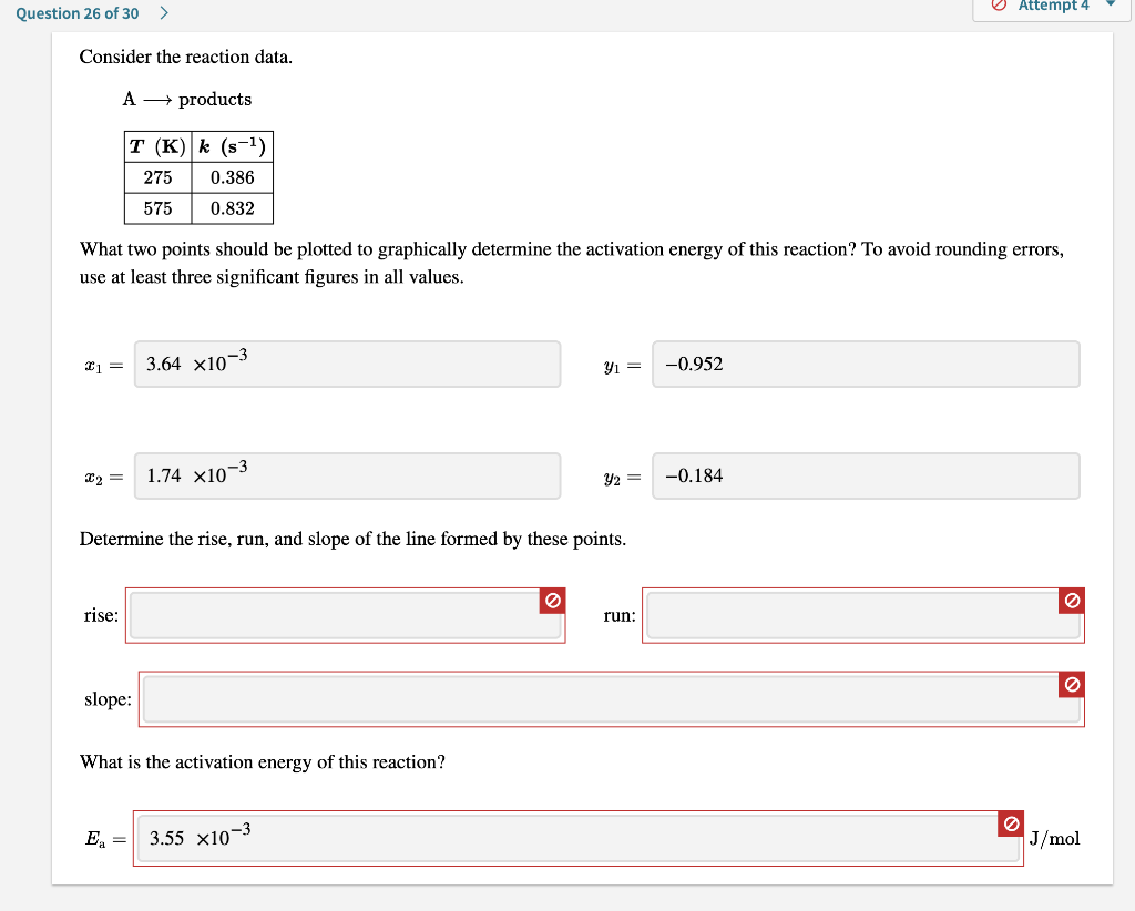 Solved Question 26 of 30 > Attempt 4 Consider the reaction | Chegg.com