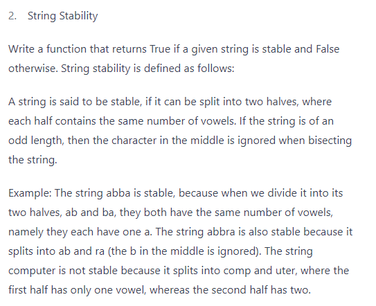 Solved 2. String Stability Write a function that returns | Chegg.com