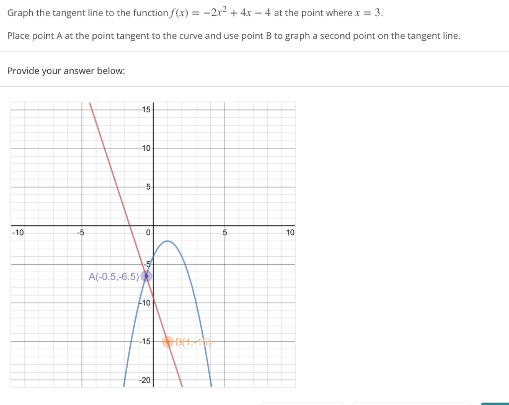 Solved Graph the tangent line to the function f(x) = -2x2 + | Chegg.com