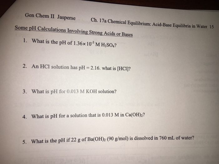 Solved Gen Chem II Jasperse Ch. 17a Chemical Equilibrium