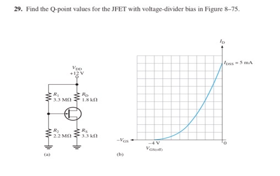 Solved 29 Find The Q Point Values For The Jfet With 8058