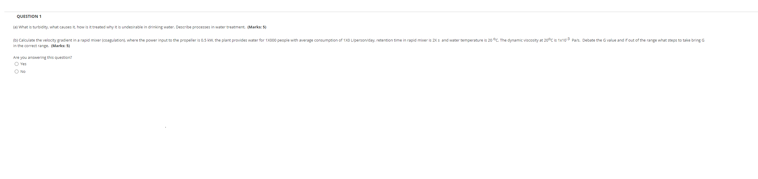 Solved QUESTION 1 (a) What is turbidity, what causes it, how
