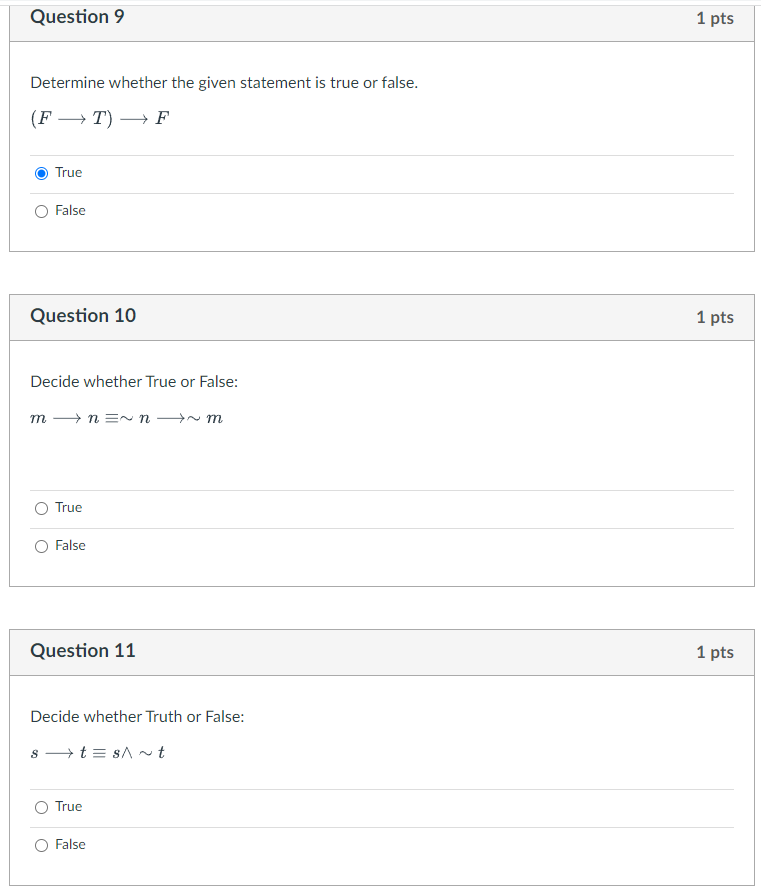 Solved Question 9 1 pts Determine whether the given | Chegg.com