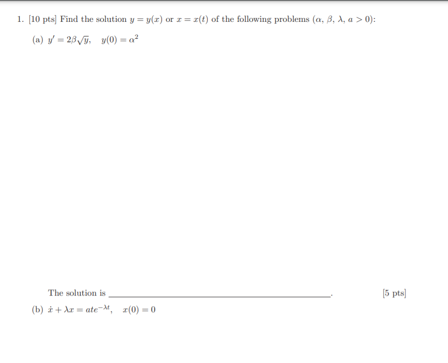 Solved Find the solution y = y(x) or x = x(t) of the | Chegg.com