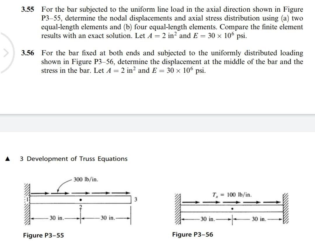 Solved 3.55 For the bar subjected to the uniform line load | Chegg.com