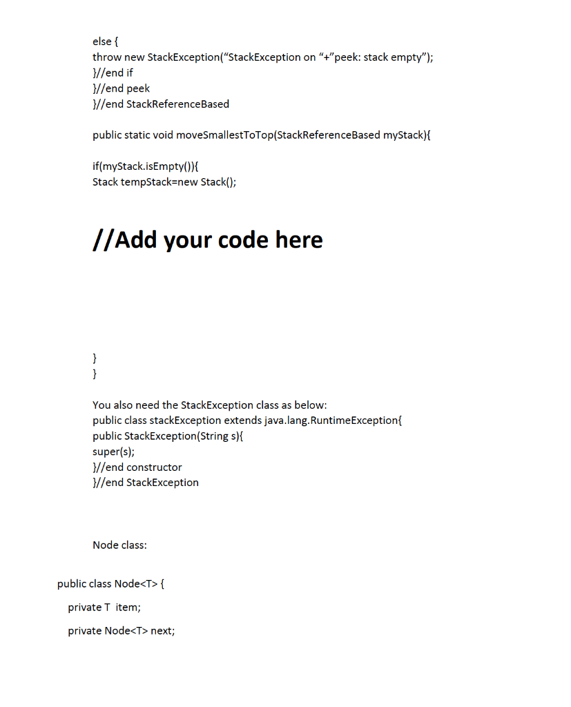 Problem Statement Given the stack interface discussed | Chegg.com