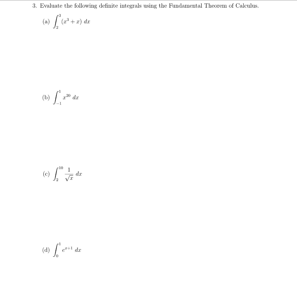 Solved Evaluate the following definite integrals using the | Chegg.com