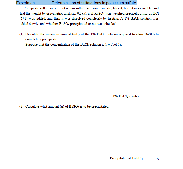 Sulphate Ion Determination – Sulfates Et Précipités – DFXDX