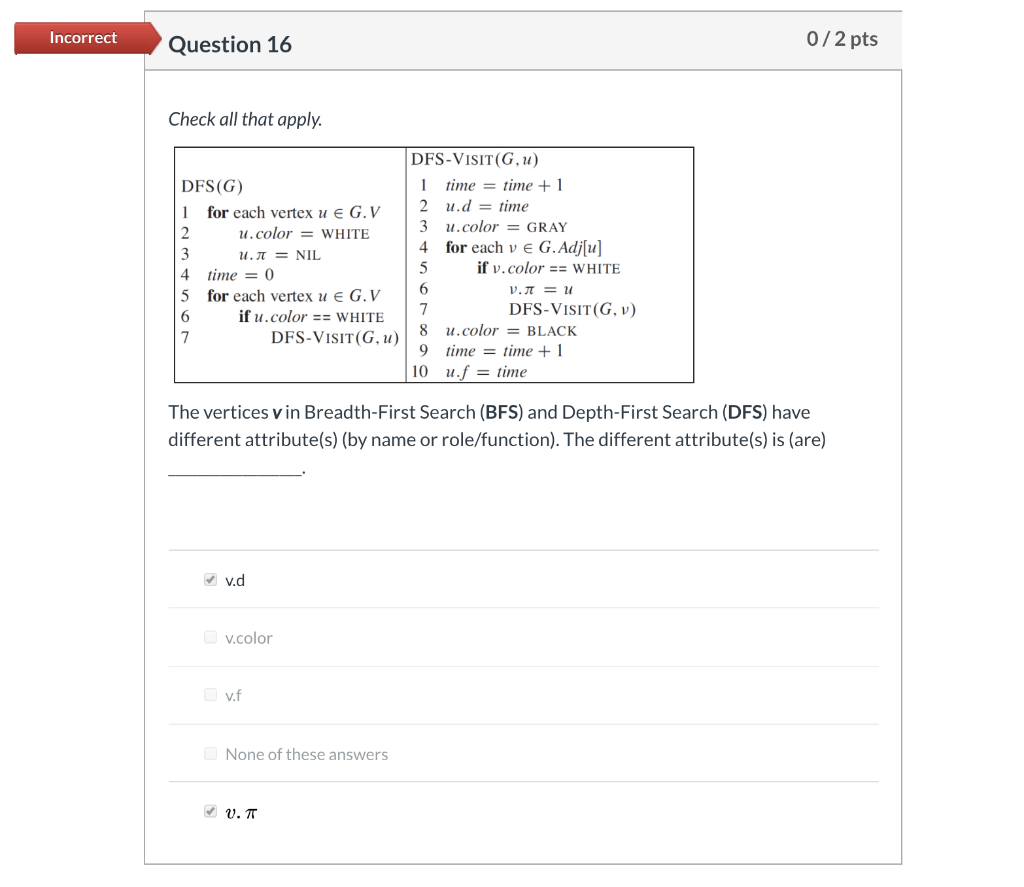 Solved Incorrect Question 16 0 2 Pts Check All That Apply Chegg Com