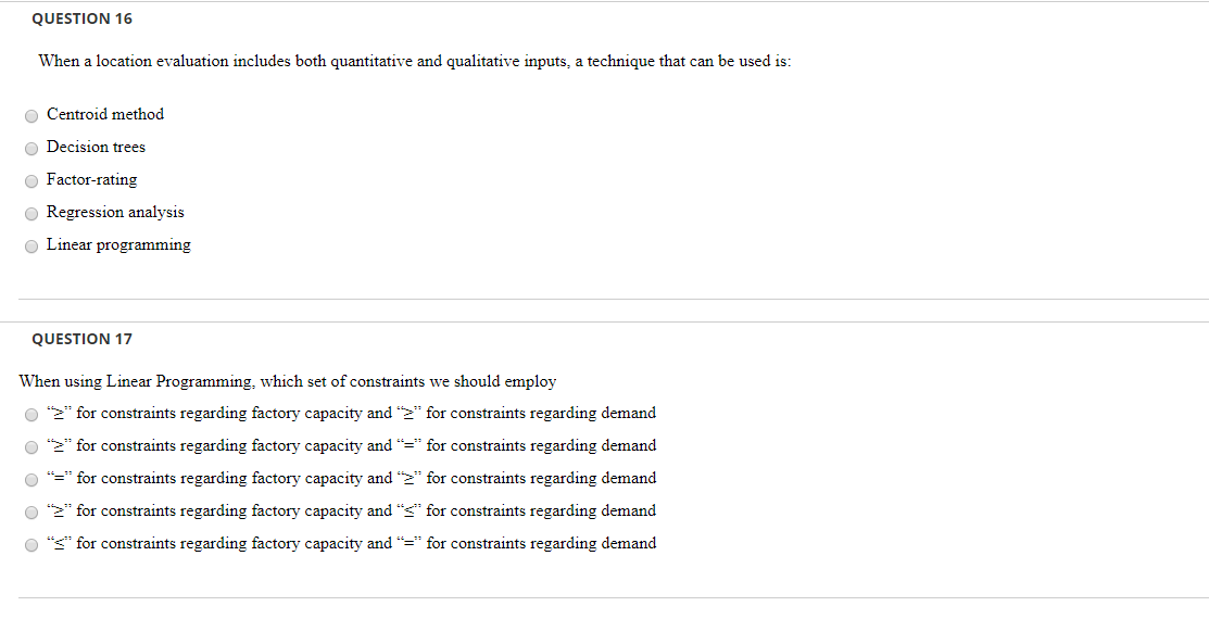 Solved QUESTION 16 When a location evaluation includes both | Chegg.com