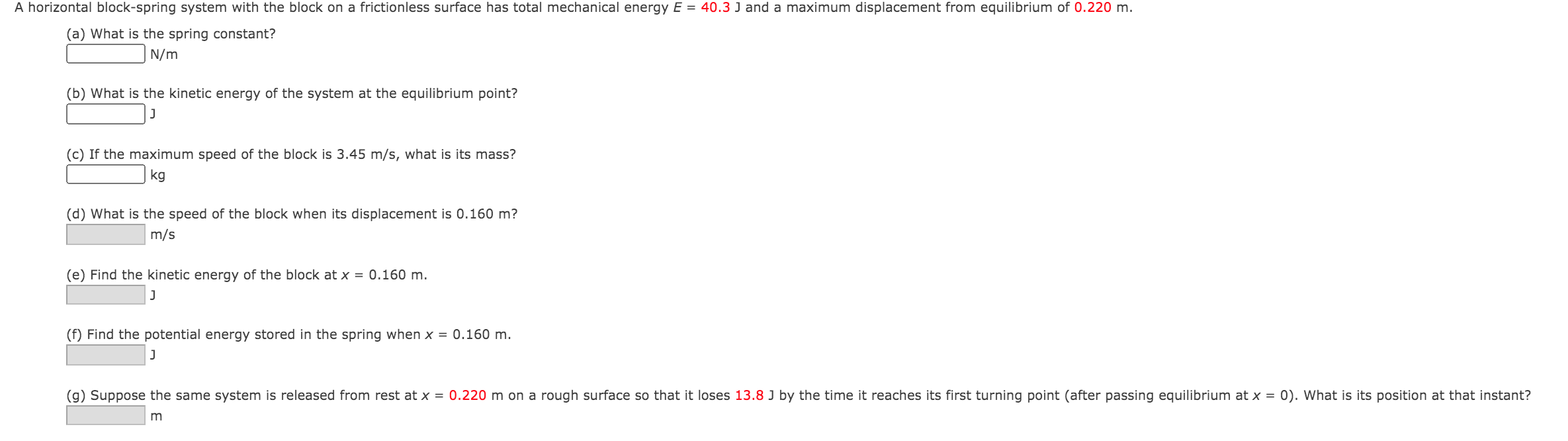 Solved A Horizontal Block Spring System With The Block On Chegg Com