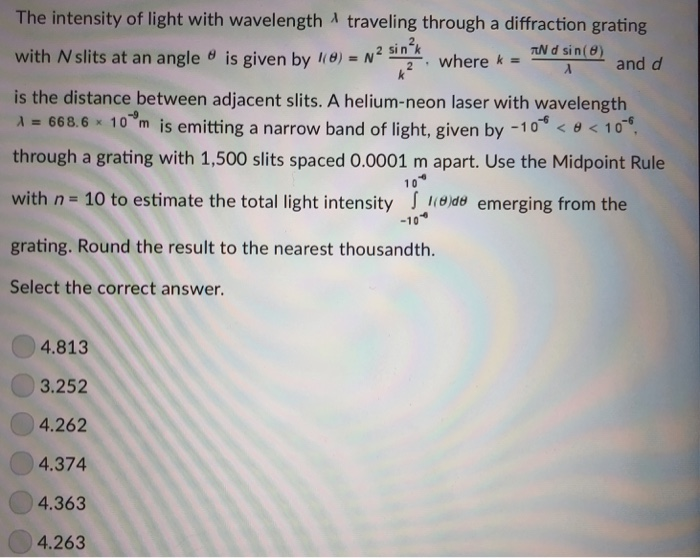 Solved The intensity of light with wavelength λ traveling | Chegg.com