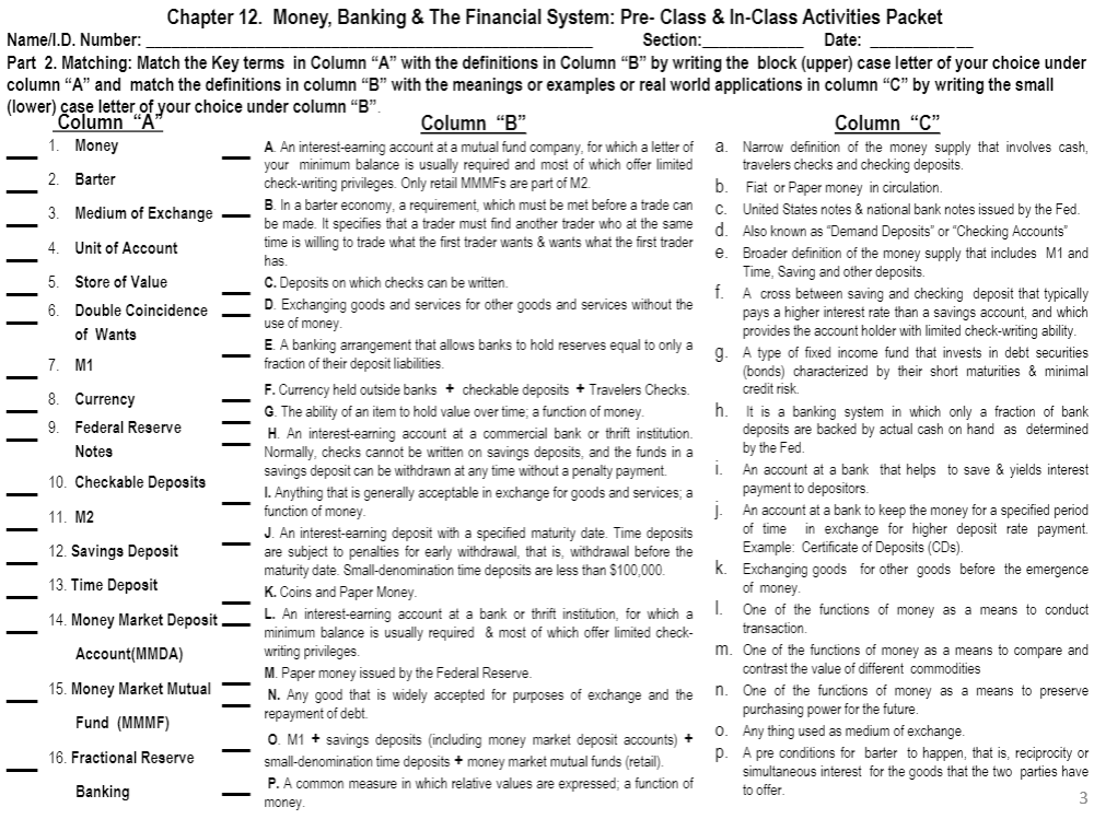 Solved e Chapter 12. Money, Banking & The Financial