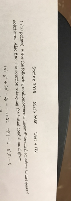 Solved Solve The Following Nonhomogeneous Linear