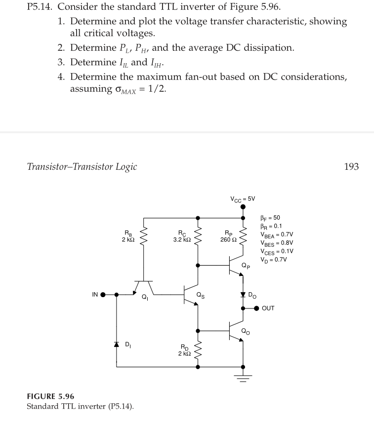 Solved P5.14. Consider the standard TTL inverter of Figure | Chegg.com